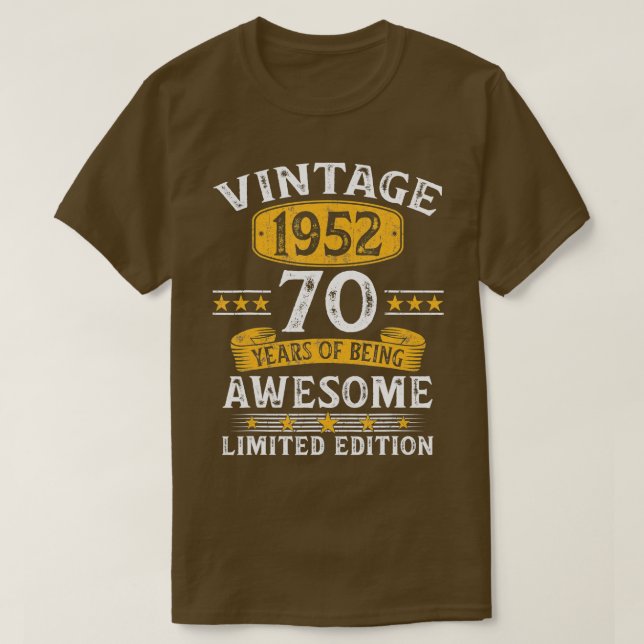 Camiseta Regalos de 70 años de antigüedad de 1952 Regalos d (Diseño del anverso)