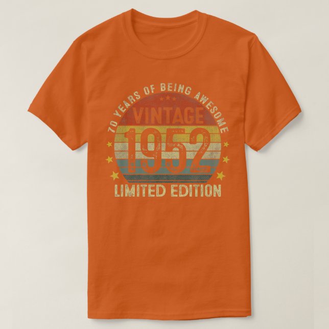 Camiseta Regalos de 70 años de antigüedad de 1952 Regalos d (Diseño del anverso)