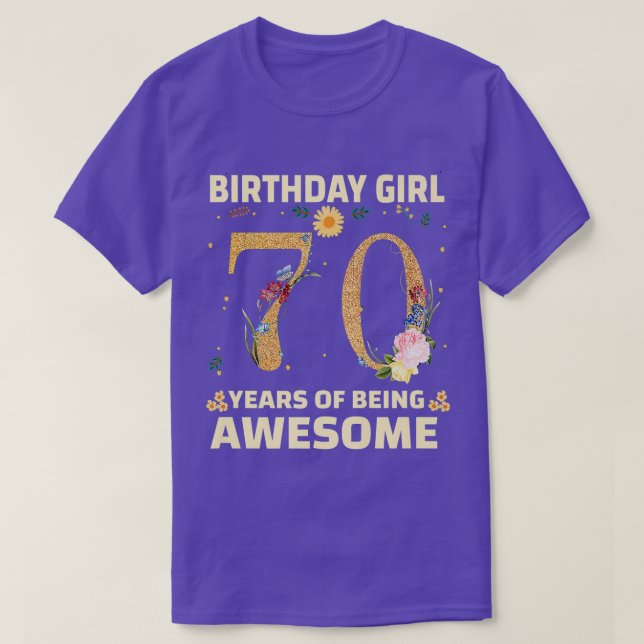 Camiseta Regalos De 70 Años Para Mujeres 70 Años Floral  (Diseño del anverso)