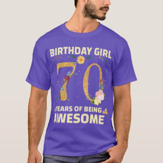 Camiseta Regalos De 70 Años Para Mujeres 70 Años Floral 