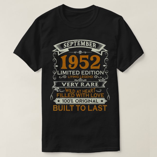 Camiseta Regalos de 70 años septiembre de 1952 Edición limi (Diseño del anverso)