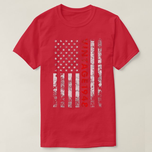 Camiseta Regalos De 74 Años Vintage Bandera Estadounidense  (Diseño del anverso)