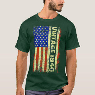 Camiseta Regalos de 82 años Vintage Bandera Americana 1940 