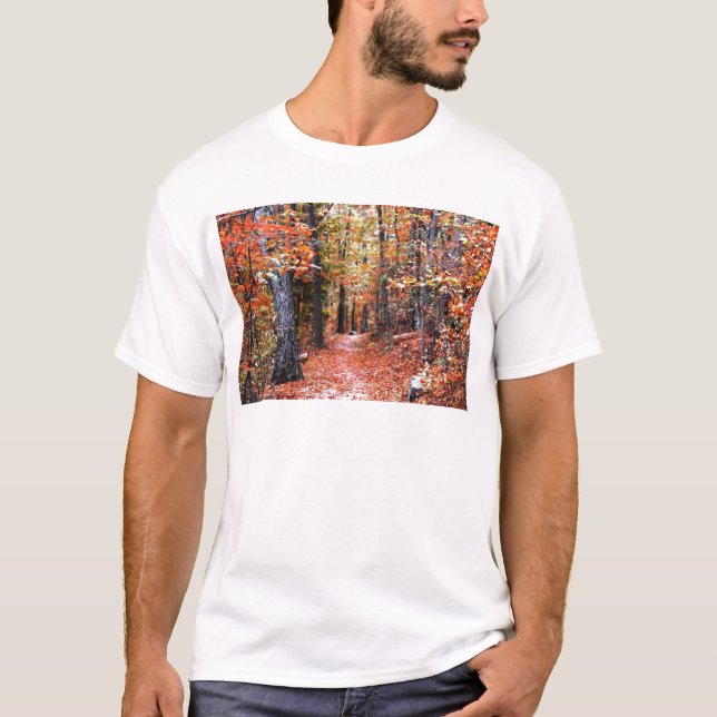 Camiseta Regalos de acuarela del sendero del otoño del bosq (Anverso)