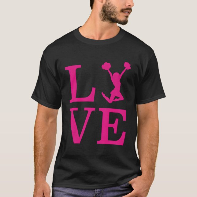 Camiseta Regalos de animadores Amo Amo Alegre Alegre Rosa (Anverso)