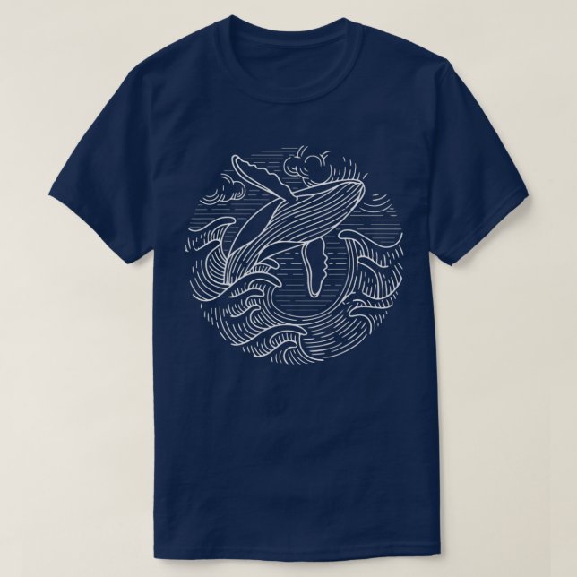 Camiseta Regalos de ballena masculinos olas oceánicas regal (Diseño del anverso)