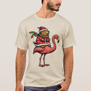Camiseta Regalos de capibara montando flamenco de moda Ad