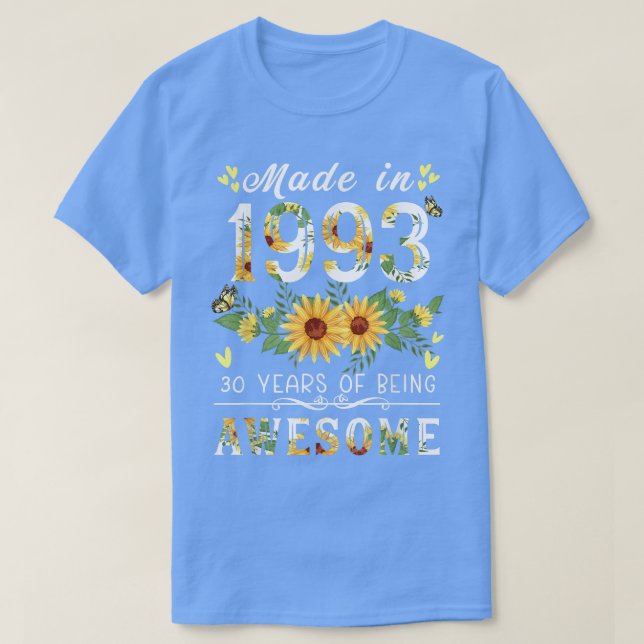 Camiseta Regalos de cumpleaños 30 de girasol para las mujer (Diseño del anverso)