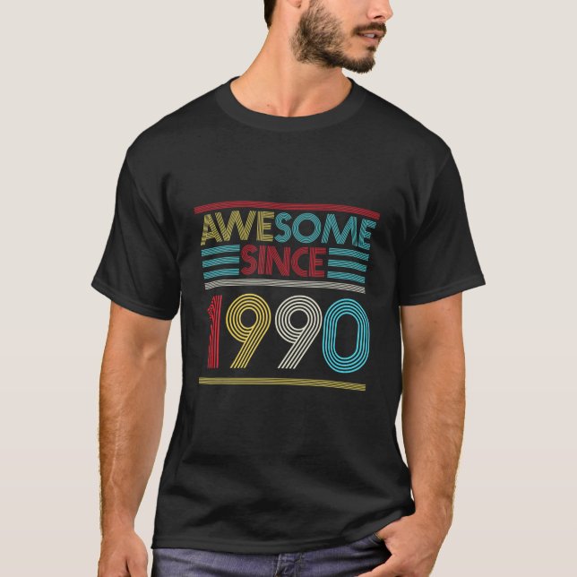 Camiseta Regalos De Cumpleaños 32 - Increíble Desde 1990 (Anverso)