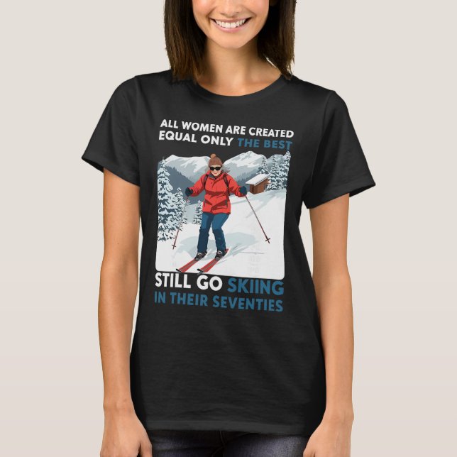 Camiseta Regalos de cumpleaños 70 para esquiadora mujer de  (Anverso)