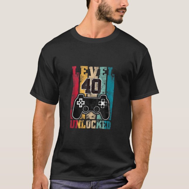 Camiseta Regalos de cumpleaños a 40 años Nivel de jugador 4 (Anverso)