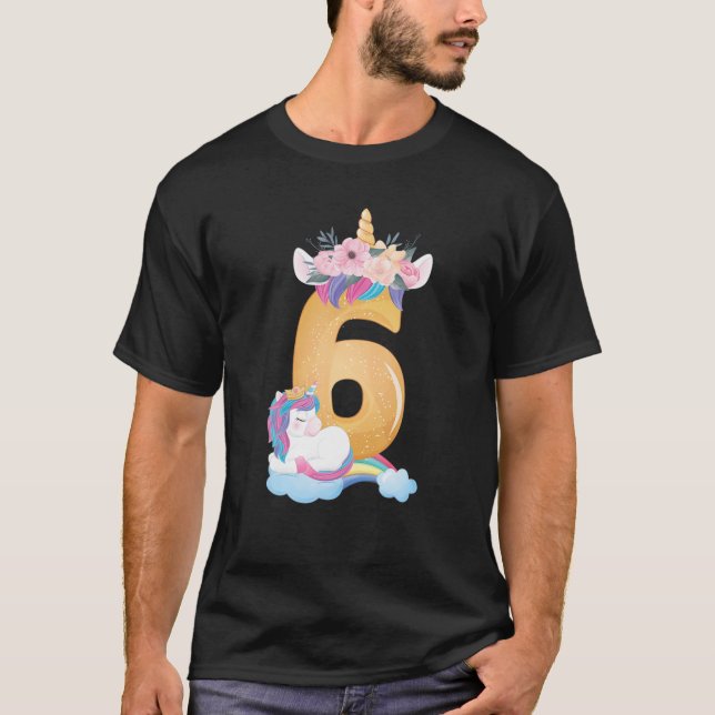Camiseta Regalos De Cumpleaños De Unicornio Para Chica De 6 (Anverso)