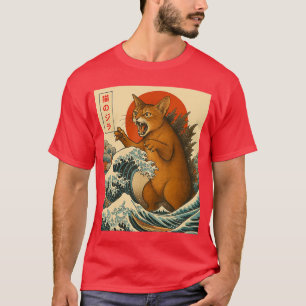 Camiseta Regalos de gato abisinio Catzilla arte japonés par