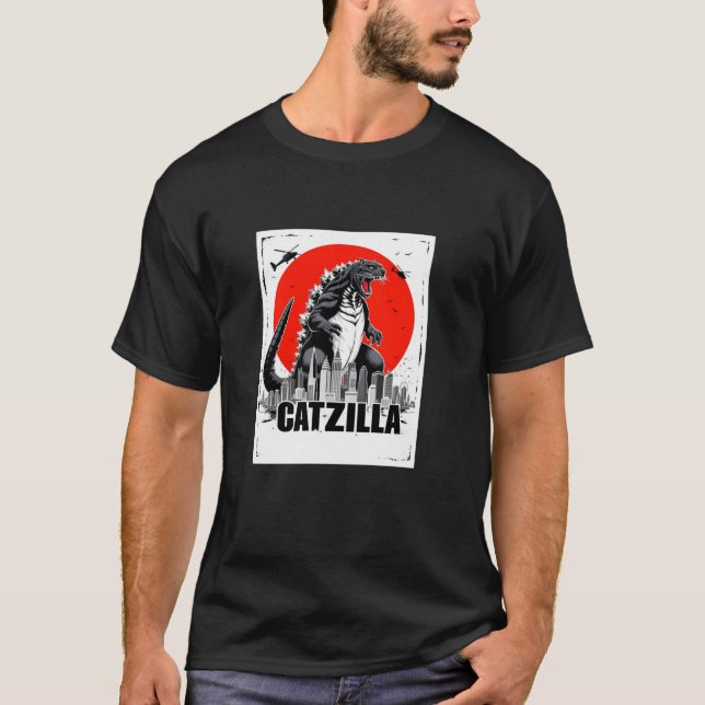 Camiseta Regalos De Gato De Arte Gracioso De Catzilla Japon (Anverso)