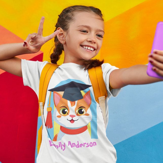 Camiseta Regalos de graduación de gatos para los jardines d (Cute Cat Graduation Gifts for Kindergarteners)
