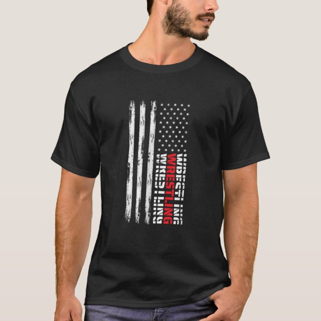 Camiseta Regalos de la bandera estadounidense de lucha libr (Anverso)