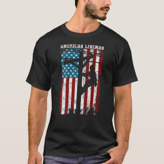 Camiseta Regalos de Lineman Bandera Estadounidense Patriota