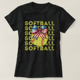 Camiseta Regalos de mamá de Softball | Softbol Bandera Amer