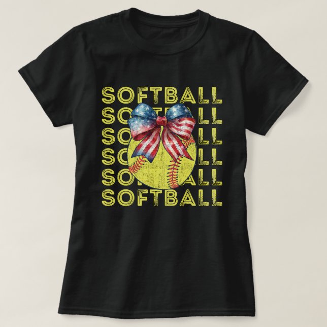 Camiseta Regalos de mamá de Softball | Softbol Bandera Amer (Diseño del anverso)