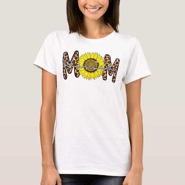 Camiseta regalos de mamá girasol bendecida leopardo (Anverso)