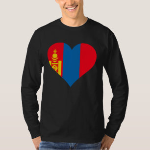 Camiseta Regalos de Mongolia Corazón Bandera de Mongolia Am