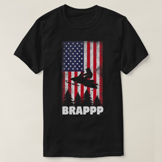 Camiseta Regalos de moto de nieve Bandera de EE.UU. BRAPPP  (Diseño del anverso)