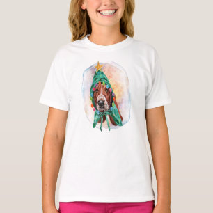 Camiseta Regalos de Navidad de Basset Hound para Amantes de
