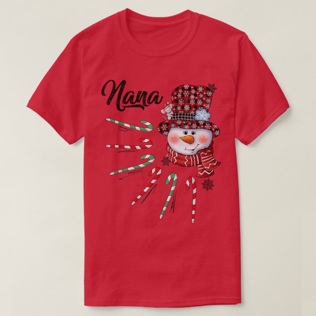 Camiseta Regalos de Navidad de Nana de muñeco de nieve con  (Diseño del anverso)