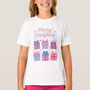 Camiseta Regalos de Navidad Todo Feliz Arco Estrellas Coraz
