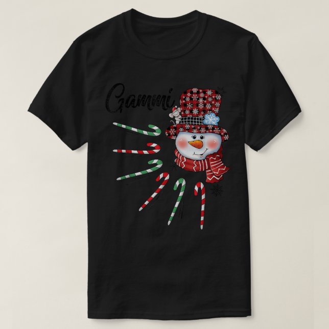Camiseta Regalos de Navidades de caña roja de nieve Gammi C (Diseño del anverso)