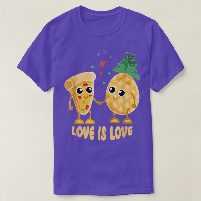Camiseta regalos de pizza, amor es amor, piña hawaiana pizz (Diseño del anverso)