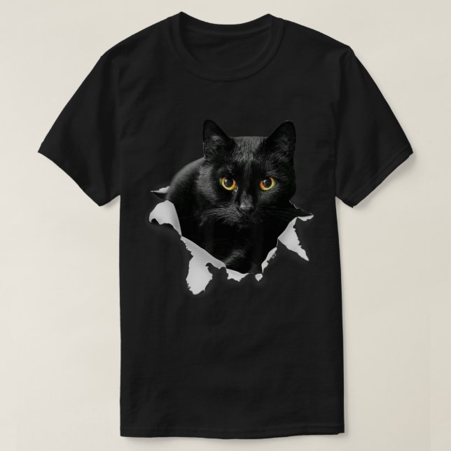 Camiseta Regalos De Ropa De Ropa De Gato Negro Para Gato Am (Diseño del anverso)