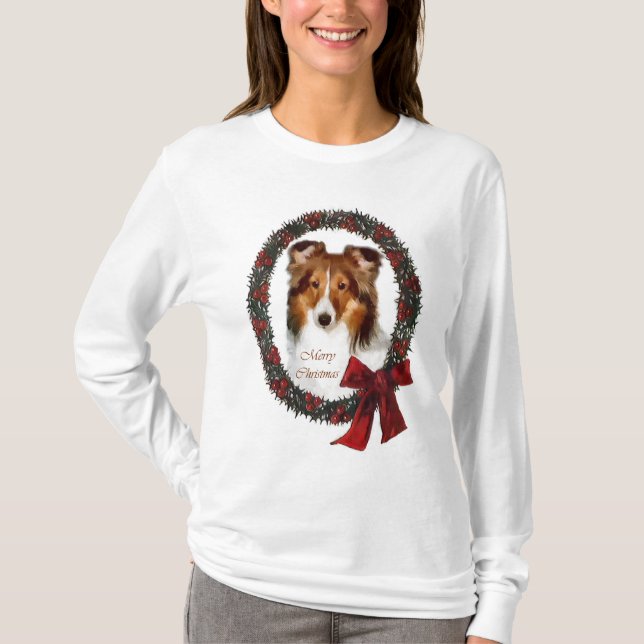 Camiseta Regalos de Shetland Sheepdog Sheltie Navidades (Anverso)