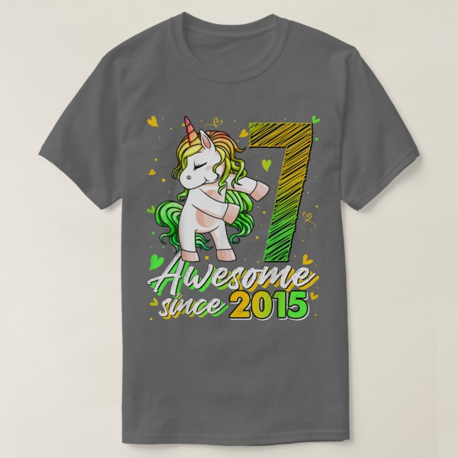 Camiseta Regalos de Unicornio de 7 años de antigüedad (Diseño del anverso)