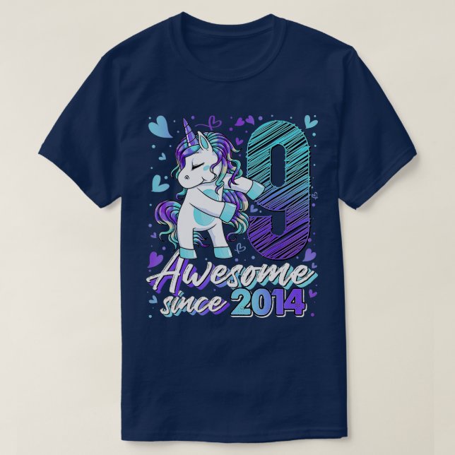 Camiseta Regalos de Unicornio de 9 años de antigüedad (Diseño del anverso)