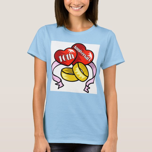 Camiseta Regalos del 10° Aniversario del Boda (Anverso)