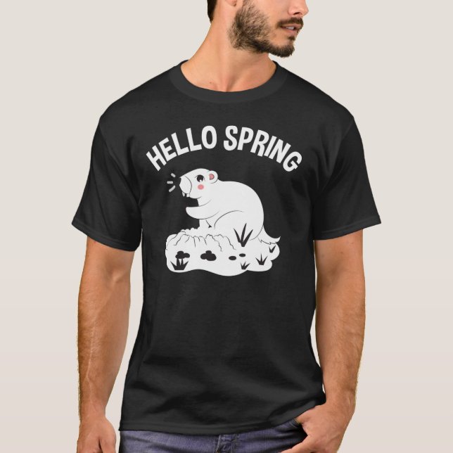 Camiseta Regalos del Día del Groundhog Hola Primavera 52 (Anverso)