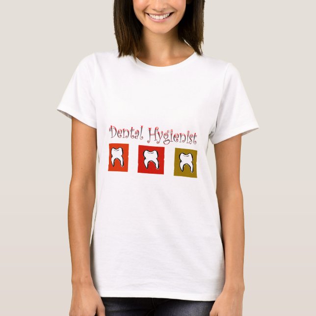 Camiseta Regalos del higienista dental, diseño de 3 dientes (Anverso)