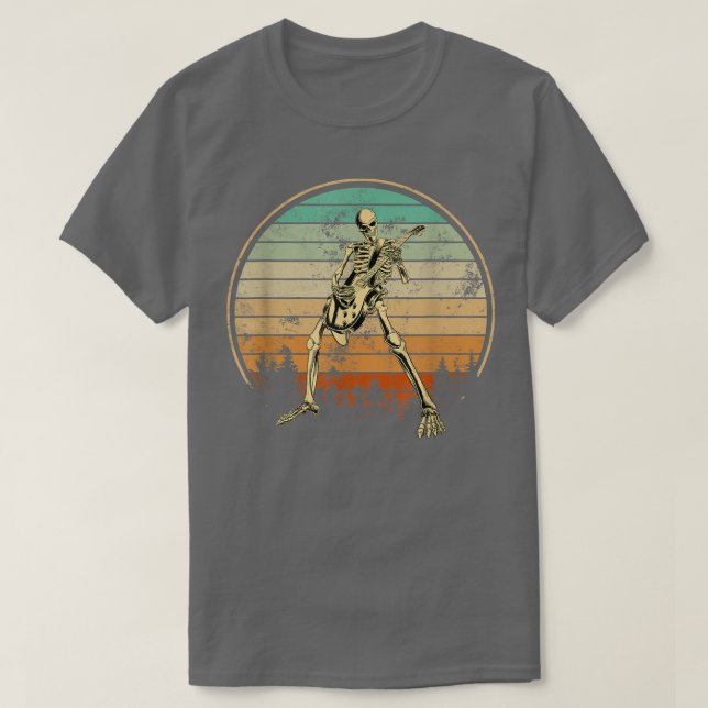 Camiseta Regalos del retro guitarrista - esqueleto tocando  (Diseño del anverso)