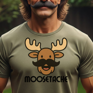 Camiseta Regalos divertidos de alce con bigote para papá