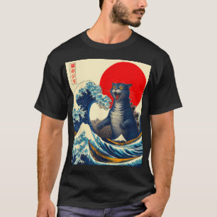 Camiseta Regalos divertidos de Catzilla Cat Arte Japonés
