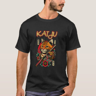 Camiseta Regalos divertidos para hombres gato japonés Kaiju