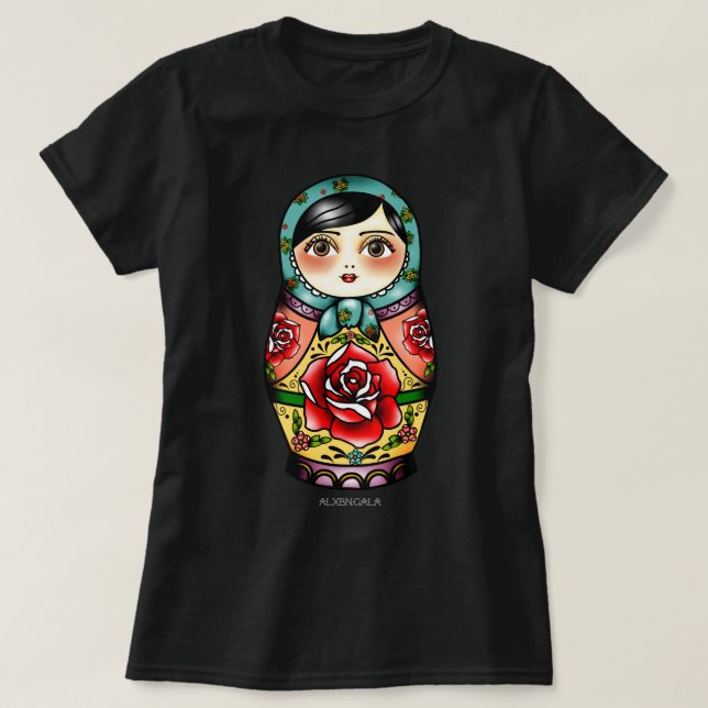 Camiseta Regalos divertidos que nidifican muñeca - Flores d (Diseño del anverso)