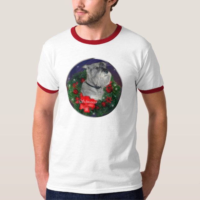 Camiseta Regalos estándar de Navidades Schnauzer (Anverso)