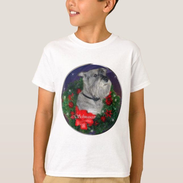 Camiseta Regalos estándar de Navidades Schnauzer (Anverso)