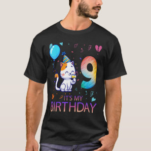 Camiseta Regalos Lindos Gatos De 9 Años Cumpleaños 9 Niño N