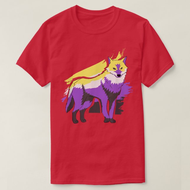 Camiseta regalos no binarios, zorro no binario, sup de géne (Diseño del anverso)