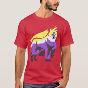 Camiseta regalos no binarios, zorro no binario, sup de géne