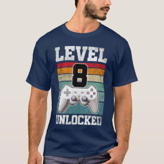 Camiseta Regalos para 8 años Nivel de juego 8 desbloqueado 