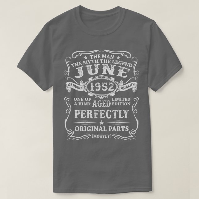 Camiseta Regalos para hombres de 70 años Junio de 1952 Leye (Diseño del anverso)